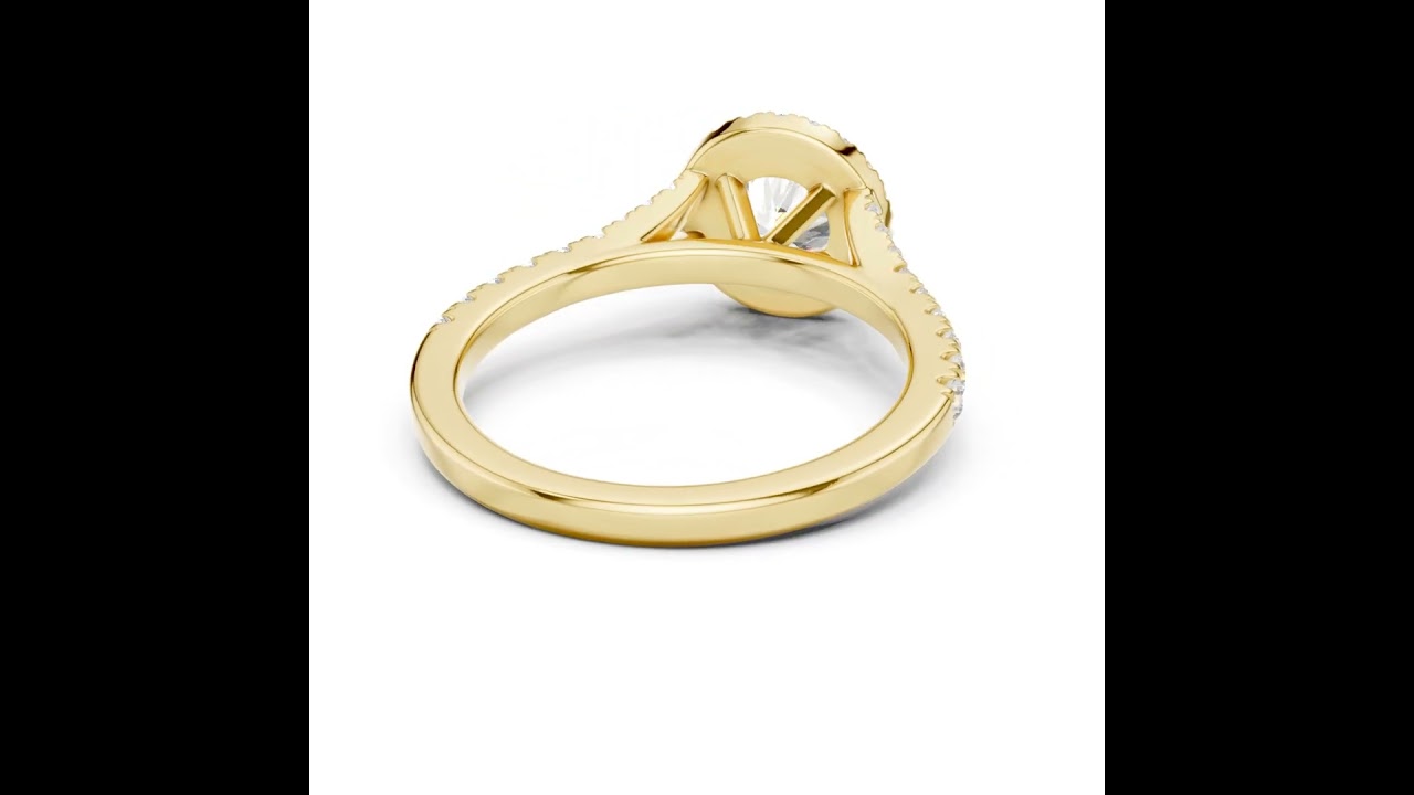 Round Cut Halo Split Shank Ring