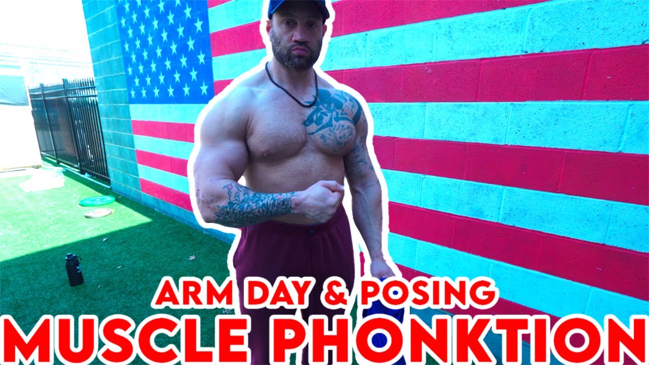 ARM DAY. NEW EXERCISE FOR TRICEPS & HANGING BICEP CURLS WITH "FLEXING" POSING PRACTICE! DAY 118.