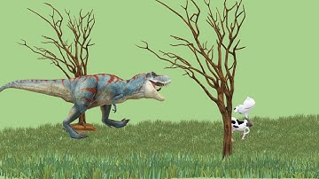 Animation of a Dinosaur Chasing a Cow in a 3D Model in PowerPoint 2021