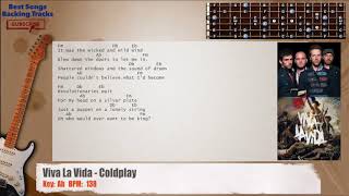 Video thumbnail of "🎸 Viva La Vida - Coldplay Guitar Backing Track with chords and lyrics"