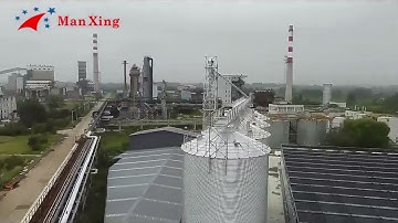 Aerial View of Steel Grain Silos | Modern Storage System in Operation