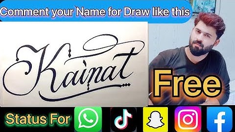 Kainat Name Signature Calligraphy Status | How to Cursive write with cut Marker #kainat @kainat