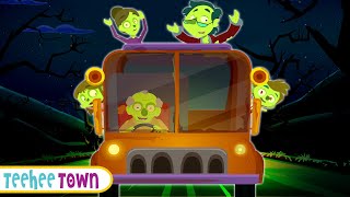 Wheels On The Bus With Five Zombies + Spooky Scary Skeletons Songs By Teehee Town