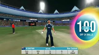 M Santnar 100 Run Only 24 Ball.vary Powerful Batting In Cricket History. Nezwslend Vs Englend.