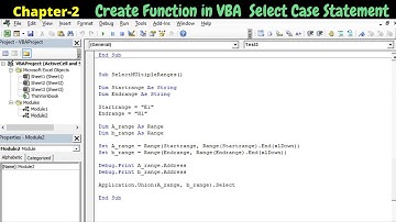 Create Function  In VBA Using Select Case Statement