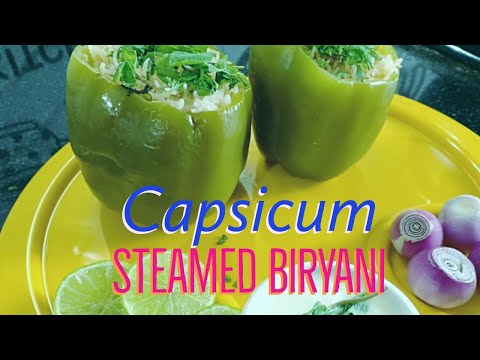 How to prepare Capsicum Steamed Biryani Recipe Video | Amruthas Kitchen and Beauty