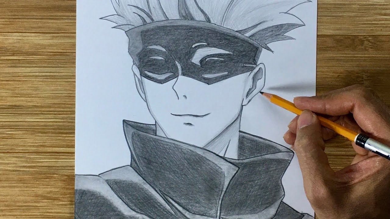 Easy Anime Drawing - How To Draw Gojo satoru Easy - YouTube