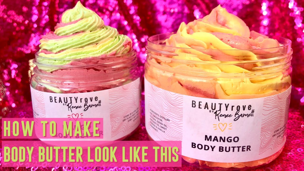 HOW TO COLOR AND PIPE BODY BUTTER  EASY WHIPPED MANGO BUTTER RECIPE 