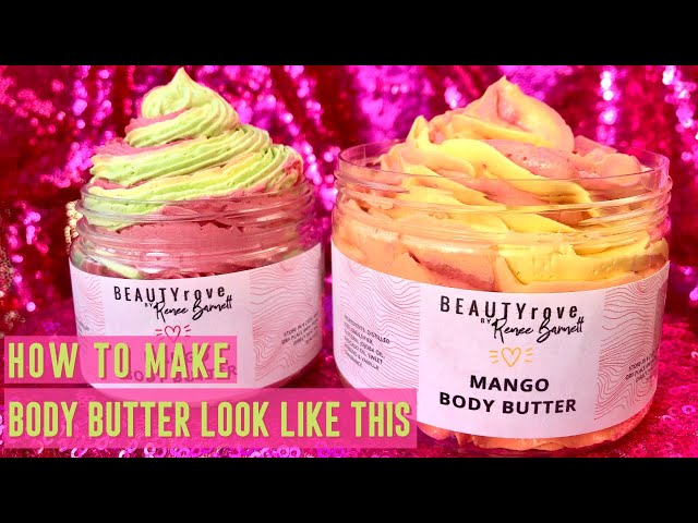 HOW TO COLOR AND PIPE BODY BUTTER  EASY WHIPPED MANGO BUTTER RECIPE 