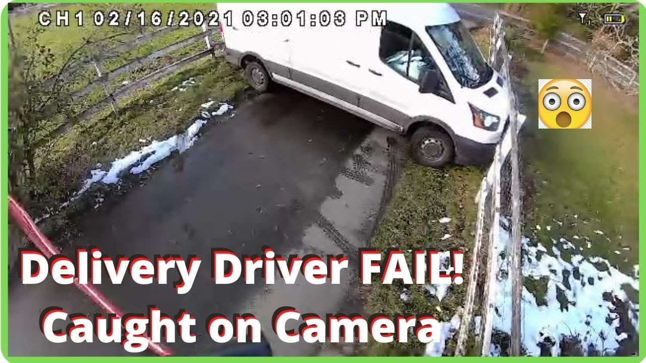 Delivery Driver Fail Caught on Security Camera | Damaging our Fence ...