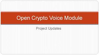 Crypto Voice Module Project Updates (Encrypted Digital Voice)