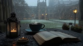 🕯 “A Cup of Silence in the Snow” — Reading by Candlelight in a Winter Courtyard | Dark Academia