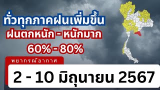 พยากรณ์อากาศ 2 - 10 มิถุนายน 2567 ทั่วทุกภาคฝนเพิ่มขึ้น ฝนตกหนัก - หนักมาก 60% - 80%