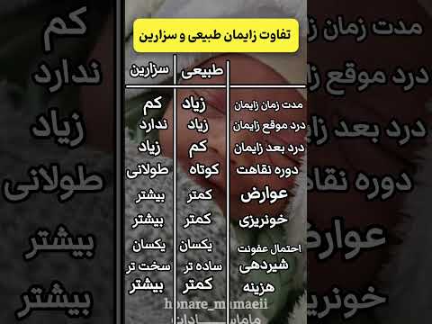 تفاوت زایمان طبیعی و سزارین ماماسادات زایمان بارداری آموزش