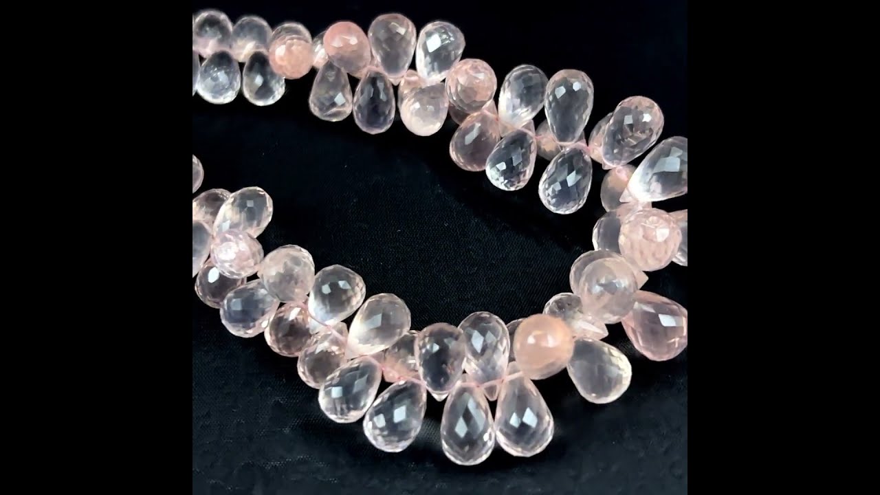 Rose Quartz Natural Drop Briolette Facet Cut VVS1 Clarity 10x7-13x8mm Drilled Loose Gemstone