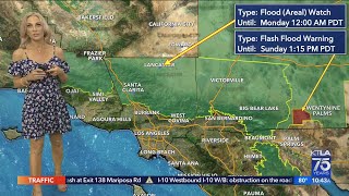 Flood watch and warnings issued for Sunday storms