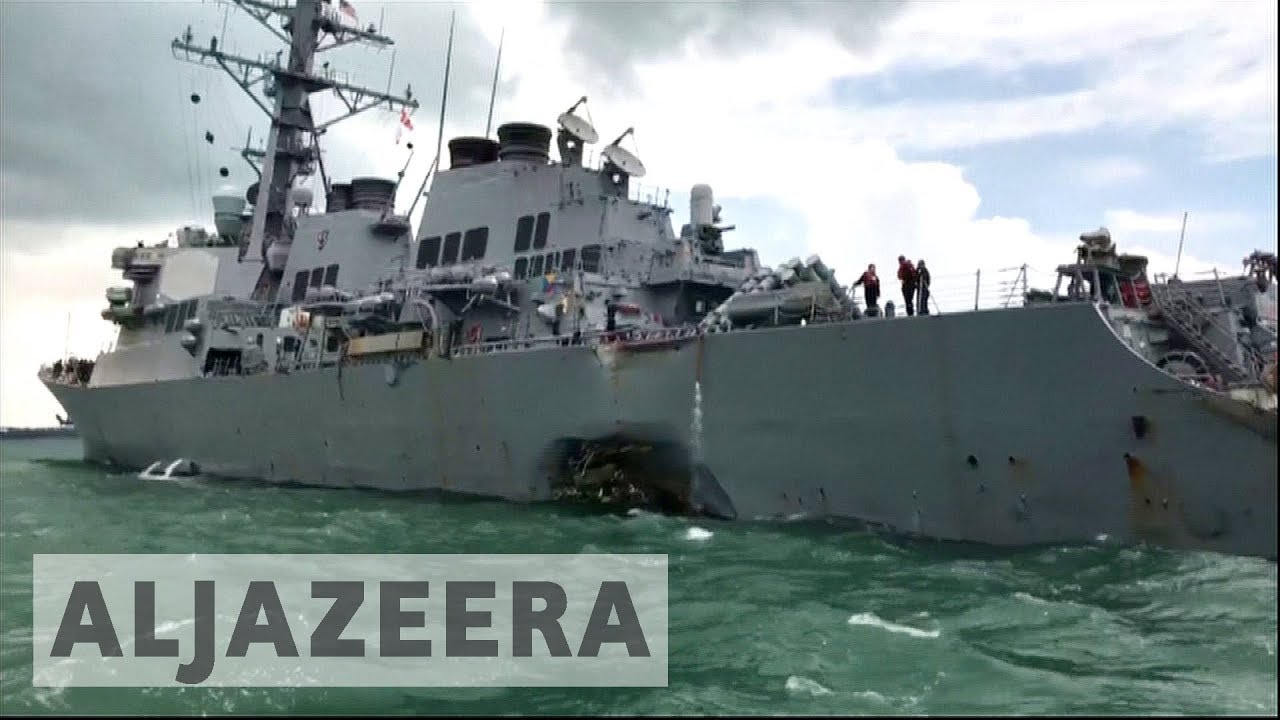 The USS John S. McCain was struck in some of the world's busiest waters