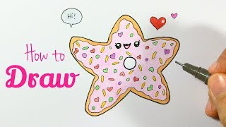 HOW TO DRAW STAR DONUT    | Star Donut Easy Drawing Tutorial For Beginner