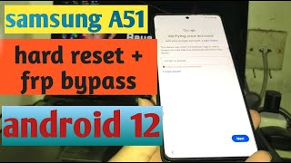 samsung A51 frp bypass android 12 | samsung frp bypass | samsung hard reset  #hardreset #frp