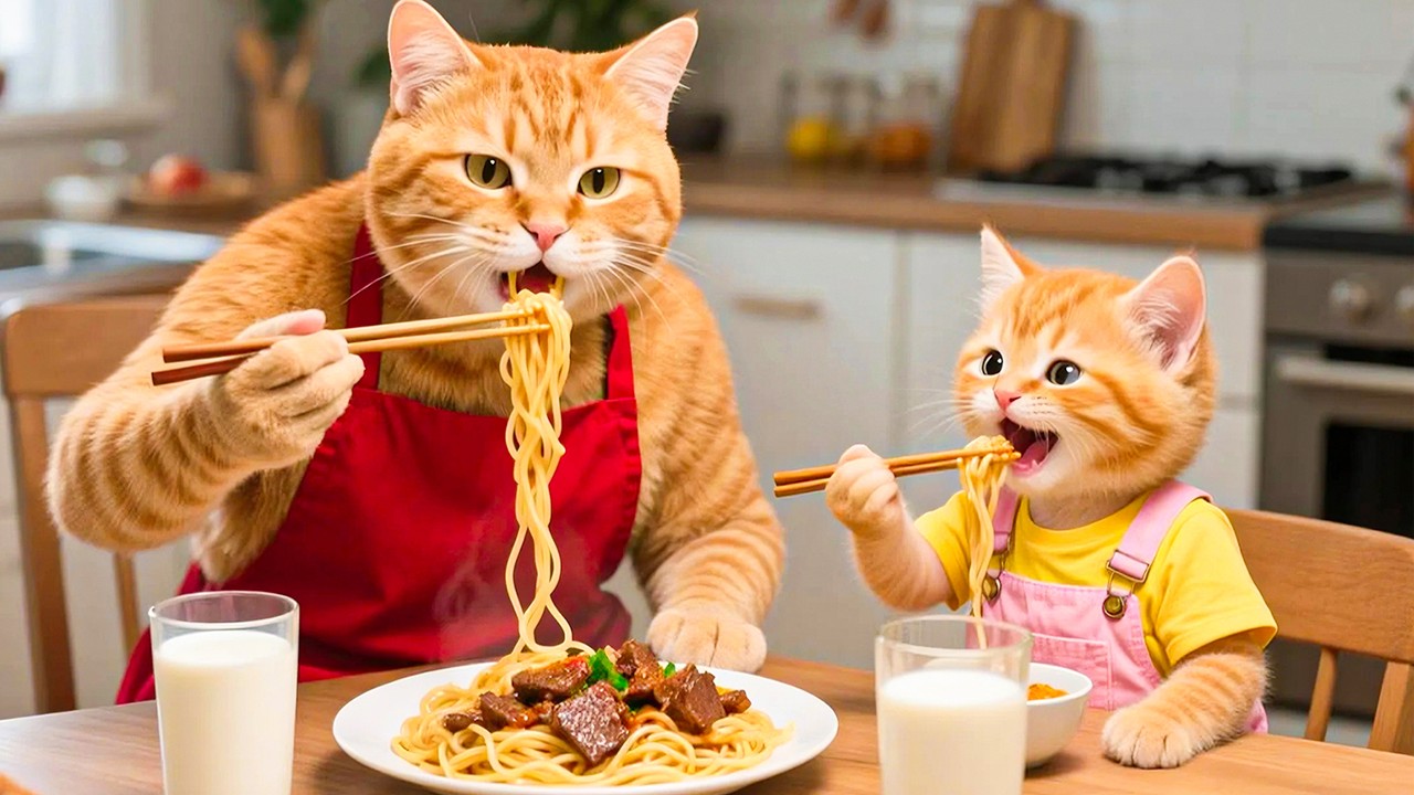Mama Cat Trims Fur on the Farm and Makes Tiger Hat For Kittens At Home🐾🎩🐯