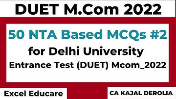 DUET Mcom 2022 Important MCQ#2 | Delhi University Entrance Test | Mcom Entrance Test 2022 |