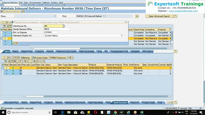 EWM Training on S4HANA Class 11 Inbound process with Packing or HU