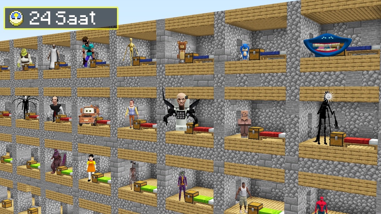 100 OYUNCUYU 24 SAAT BOYUNCA SİMÜLASYON ODASINA KİLİTLEDİM! - Minecraft