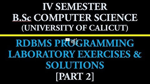 IVSemBScCSRDBMSLabPartIIYouTube