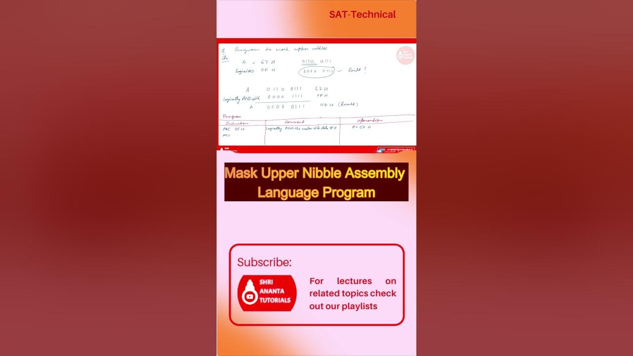 Mask Upper Nibble Assembly Language Program electronicsengineering