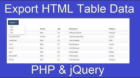 Export HTML Table Data to Excel, CSV and Text with jQuery