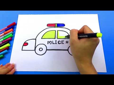 BÉ TẬP VẼ_Hướng dẫn bé vẽ xe cảnh sát đơn giản nhất_HOW TO DRAWING THE POLICE CAR