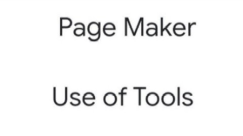 DTP Computer Course || PageMaker || Tools