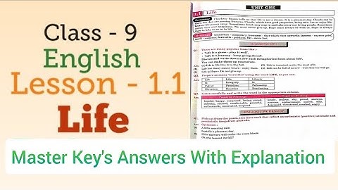 Std. 9 English Lesson 1.1 Life Master key (Reliable) Maharashtra Board