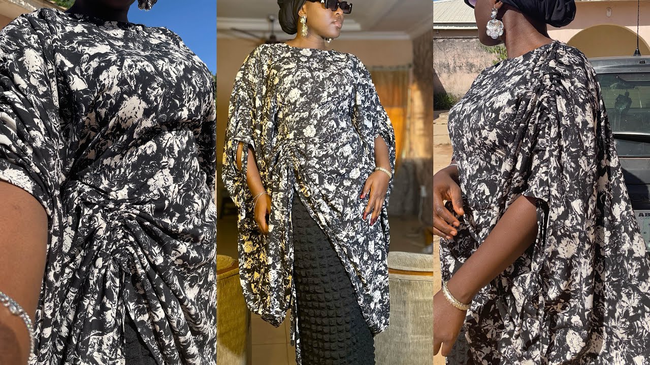 How to Cut boubou top with drawstring and inner waist belt