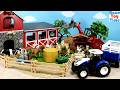 Barn Stable with Horses Cows Chickens Farm Animal Figurines