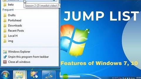 Jump list feature of windows