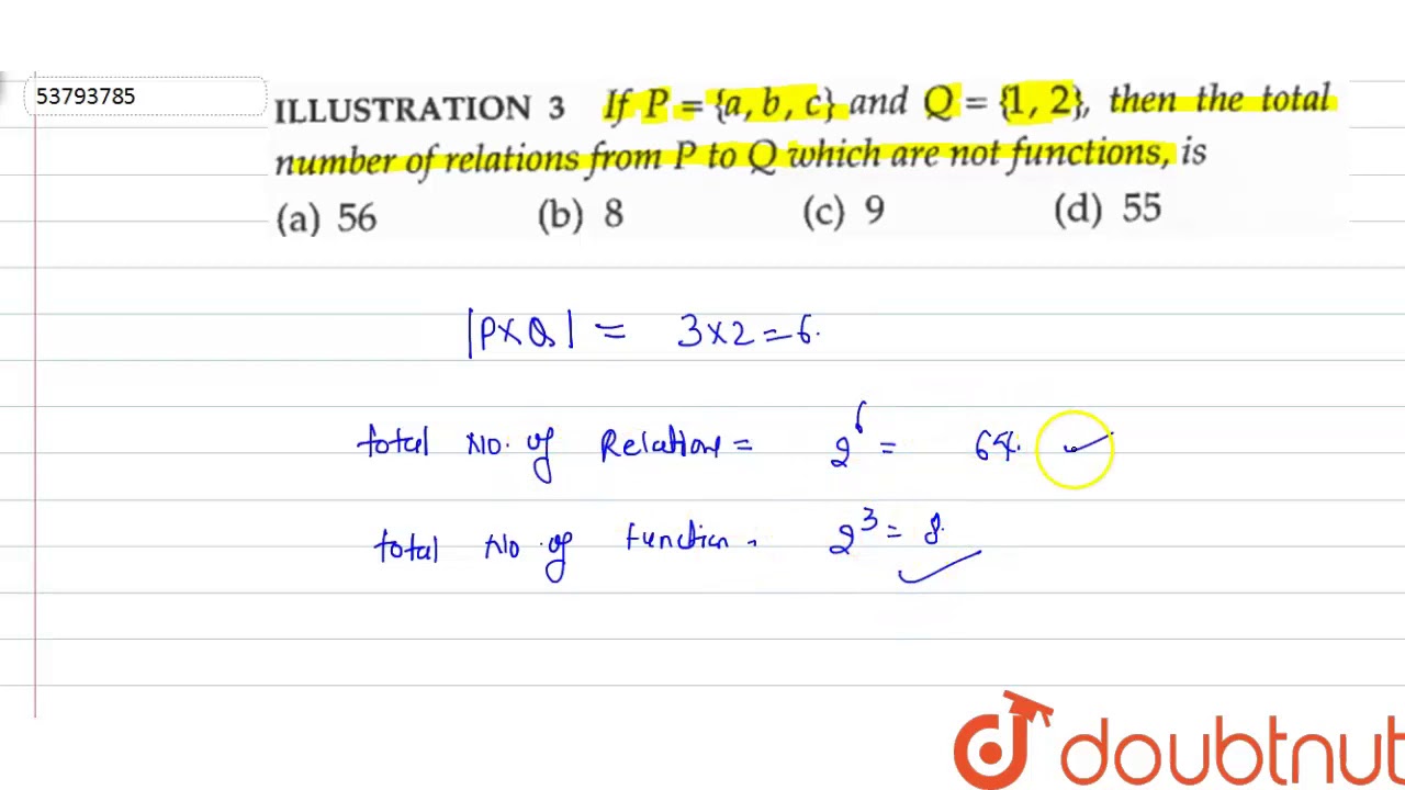 If P A B C And Q 1 2 Then The Total Number Of Relations P To Q Are Not Functions Is Youtube If P A B C And Q 1 2 Then The Total Number Of Relations P To Q Are Not Functions Is Youtube