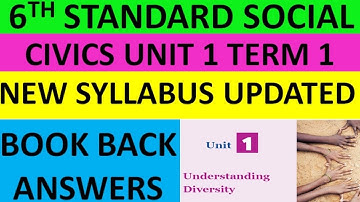 6TH STANDARD SOCIAL CIVICS UNIT 1 TERM 1 BOOK BACK ANSWERS NEW SYLLABUS UPDATED | 6TH CIVICS UNIT 1