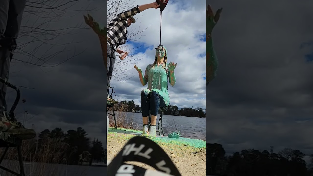 getting slimed w/green warm oatmeal, cake mix, icing, chocolate, and of course sprinkles