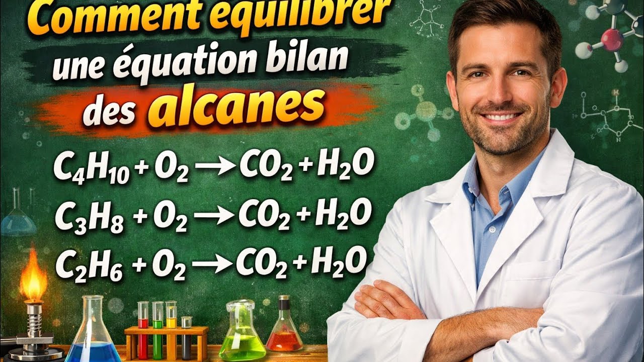 Comment équilibrer une équation bilan des alcanes - YouTube