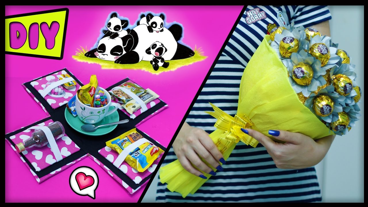 DIY's DIA DAS MÃES 💖 BUQUÊ COMESTÍVEL DE CHOCOLATE + CAIXA EXPLOSIVA  #DiadasMãesDIY