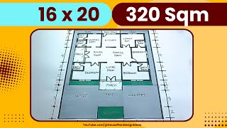 Ev Planı 16X20 Metre 320 Metrekare Ölçülerinde 3 Yatak Odası
