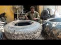 Amazing Technique of Repairing a Hard Impact Sidewall Truck Tire