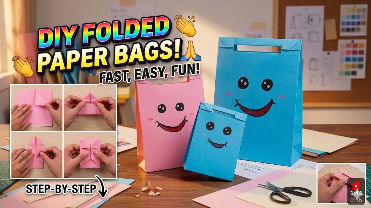 DIY ORIGAMI PAPER BAG EASY TUTORIAL STEP BY STEP #giftbag #cutebag ...