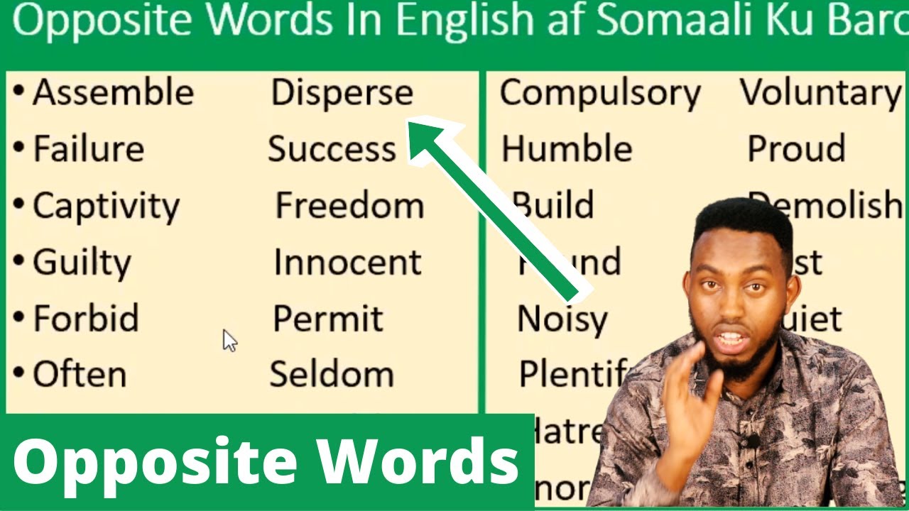 Opposite Words In English af Somaali Ku Baro | Part 2 | Macalin Omar !!