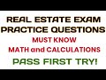 2022 Ep6. Real Estate Exam Practice Questions, Must Know Math and Calculations Concepts