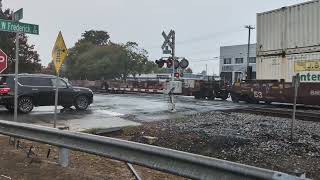 Overpowered NS Intermodal Train 282 Storms Through Gaffney, SC During Near Monsoon, 7-31-25. 