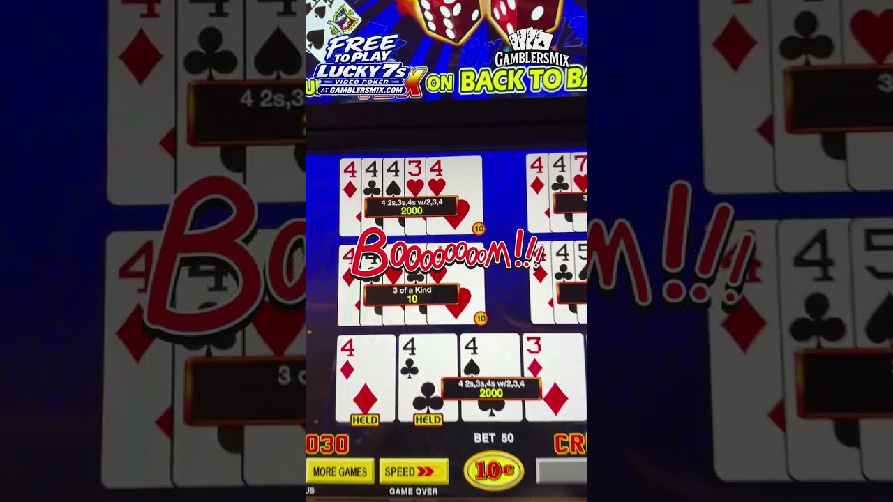Twice as Nice Quad 4s on Super Hot Roll Video Poker Triple Double