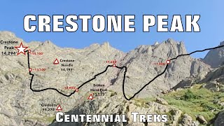 Crestone Peak - Climb to the Summit via the South Face route, with maps & route description.