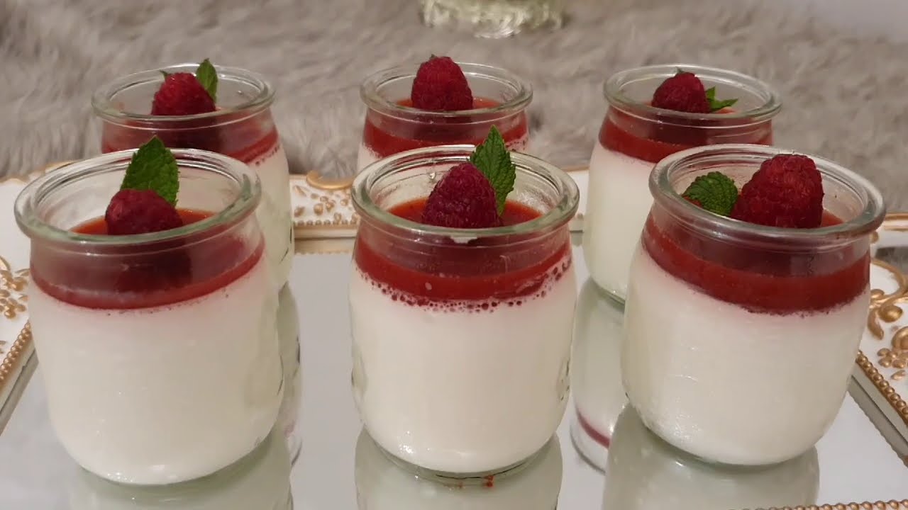 Panna cotta recette facile  rapide  et réussie 😋🤩باناكوتا بالفريز دسير راقي و سهل التحضير